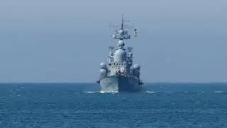Navy Stock Footage 2021 - Wide Shot Of Us Battleships At Sea With Soldiers On The Stern-17