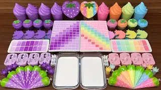 PURPLE vs PASTEL STRAWBERRY I Mixing Random into Glossy Slime I Satisfying Slime 