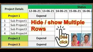 How to show or hide rows using a button in  excel Hide and Unhide rows in Microsoft Excel | VBA