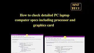 How to check detailed PC laptop computer specs processor and graphics card 