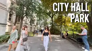 City Hall Park Walking Tour in FiDi, NYC [4K]