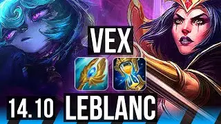 VEX vs LEBLANC (MID) | Rank 3 Vex, 10/2/7, Godlike | NA Challenger | 14.10