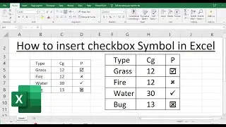 How to insert checkbox Symbol in Excel