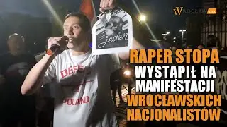 Raper Stopa na wrocławskiej manifestacji pod konsulatem Niemiec