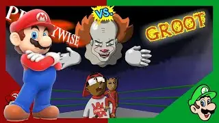 Cute Vs Scary | Mario Reacts To Pennywise Vs Groot - Cartoon Beatbox Battles
