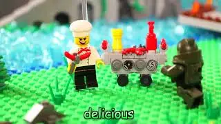 Lego Hot Dog Man gets attacked