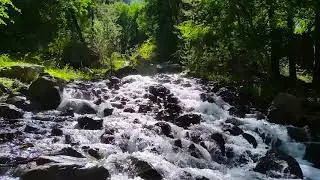 Beautiful Waterfall and Relaxing Noise of a Mountain River
