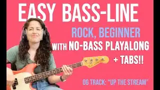 Easy Rock Bassline for beginners - with tabs and playalong!!