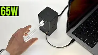 Baseus 65w PowerCombo Desktop Charging Station with Retractable USB-C Cable and Surge Protector