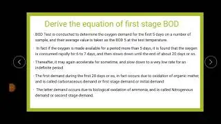 Derivation of first stage BOD and COD