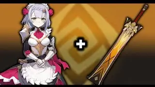 Genshin Impact New Claymore Lithic Blade on Noelle With A Liyue Only Team