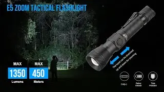 The best TrustFire E5 zoomable magnetic flashlight up to 1350 lumens Maximum range: 450 meter