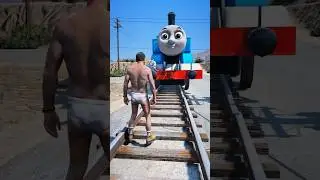 GTA V: THOMAS THE TRAIN VS TREVOR, FRANKLIN AND MICHAEL #shorts