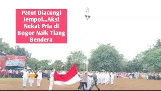 Berani...Ditengah Upacara, Pria di Bogor Naik Tiang Bendera