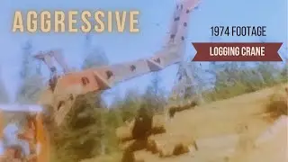 Aggressive Crane Operator Loading Logs - 1970s 8mm Home Movie #Oregon #8mmfilm #logging #northwoods