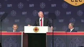 Gov. Tim Walz's introduction at Firefighters convention in Boston