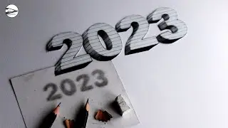 How to Draw 2023 Numbers: Easy 3D Floating Line Paper Trick Art