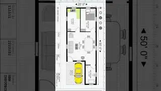 20 x 50 Floor Plan - 1BHK (East Facing) #floorplan #houseplan #housedesign