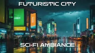 Futuristic Sci-Fi City Ambiance | Ambient Music, Rain & Traffic Sounds