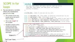 COMP1010 For Loops & Variable Scope