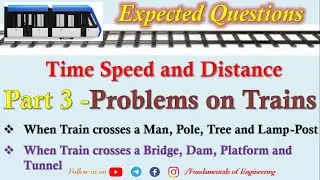 Time Speed Distance Part 3 - Problems on Train (Expected Questions)