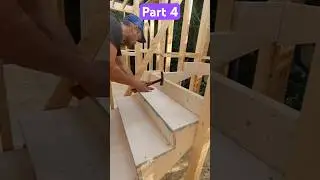 Assembling stairs in a frame house during construction. 