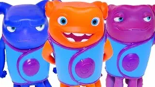 HOME Color Changers DreamWorks Oh Figurines & HUGE Play Doh Cat Pig Surprise Egg Toys by DCTC