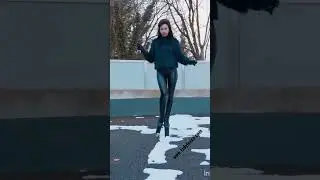 WALKIN ON SNOW IN 25cm PLEASER HEELS AND LEATHER LEGGINGS