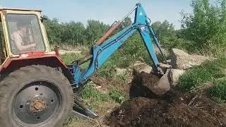 коп металла трактором, юмз экскаватор .