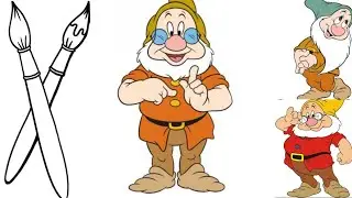 Нарисовать гномик из Белоснежки. Draw a gnome. Bir cüce çiz. Гномды салу.