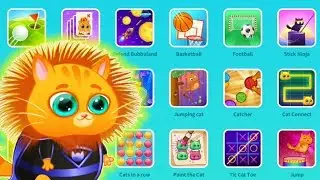 Kitty Bubbu plays GOLF. Mini games in a cartoon game about cats.