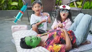 Drama Anak - Perut om septi Jadi buncit 🤕 Main Dokter - Dokteran | Ali vlog
