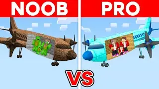 Mikey vs JJ Family - Noob vs Pro: Airplane House Build Challenge in Minecraft