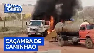 Caçamba de caminhão bate na rede elétrica e motorista morre preso no veículo