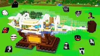 SURVIVAL SHIP IN A BOTTLE BASE JEFF THE KILLER and SCARY NEXTBOTS in Minecraft-Gameplay-Coffin Meme
