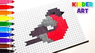 Снегирь - Рисунки по клеточкам | How to draw a bullfinch - Pixel art