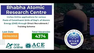 BARC invites application for Various Posts | Total Vacancies: 4374 | Last Date:22 May | ACE Online