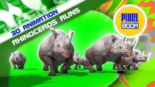 Green Screen Group of Rhinoceros Runs - Footage PixelBoom