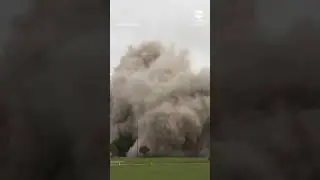 Hurricane-damaged skyscraper imploded