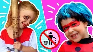 Lady Bug helps Harley Quinn learn behaviors for children😊