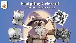 Blender Timelapse - How to use concept art - Grizzard sculpt