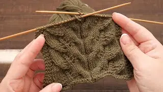 Узор «Листья в косах» спицами 🌱 «Leaves in Cables» knitting pattern