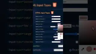 HTML input Types | #coding #shorts #youtubeshorts #htmlinput #html5css3