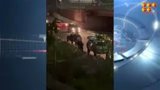 Десятки машин, скорые, полиция скучились ночью на мосту в Михайловке в Караганде. Конфликт
