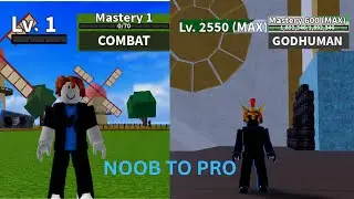 Beating blox fruit using combat to godhuman max lvl as a noob bloxfruits roblox