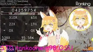 OSU! umiko kun GODMODE on ViViD - HIKARI (TVSize) [Extra] S rank 95.58% FC 124PP+122PP