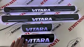 Накладки на пороги с подсветкой на SUZUKI GRAND VITARA (2005-2016 гг)