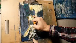 Тактика этюда - от общего к частному.Масляная пастель. Oil pastel.