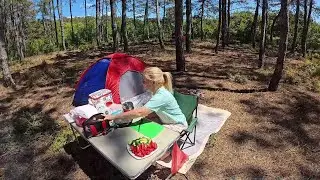 CAMPING WITH FAMILY IN THE FOREST.