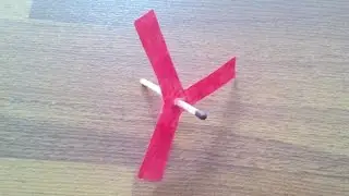 Вертолет из бумаги и спички. домашние поделки из бумаги